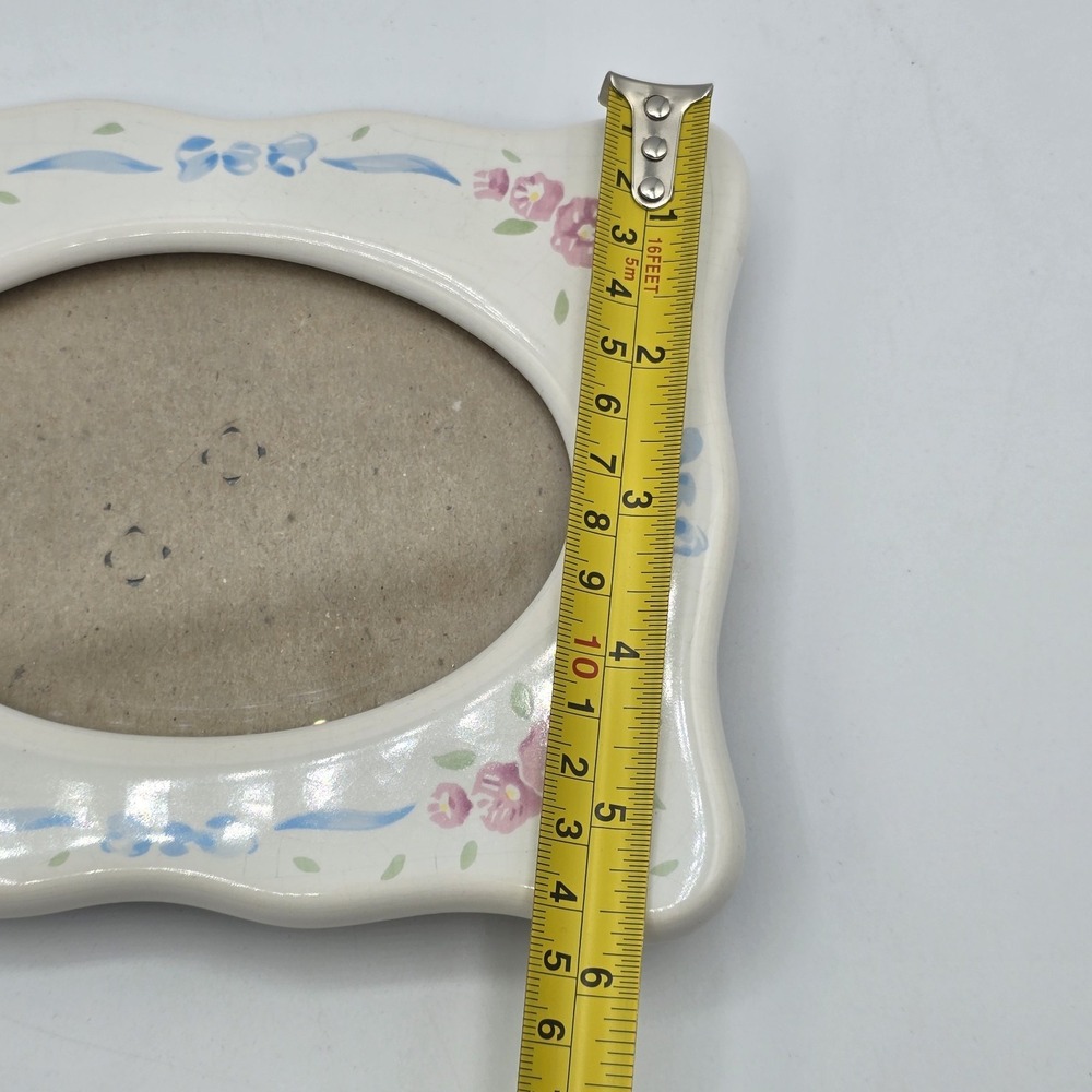 Ceramic Photo Frame Pink Tea Roses Simple Oval Display Cottagecore Vtg Granny - Picture 12 of 14
